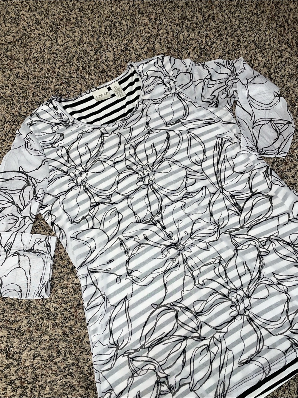 Zenergy Chicos Abstract Floral Scoop 3/4 Sleeve Tunic Blouse Size 0 (S) NWOT - Picture 3 of 8
